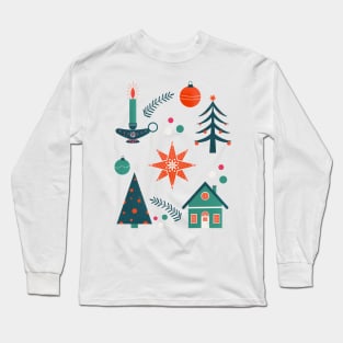 Red, white and green Scandinavian Christmas Long Sleeve T-Shirt